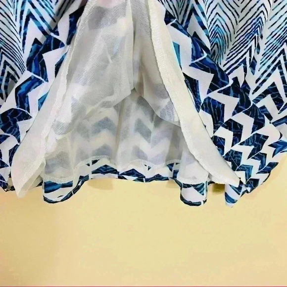 NWT BeBop Zig Zag Cinch Waist Sleeveless Quarter Button Mini Shirt Dress Size L - Picture 7 of 14